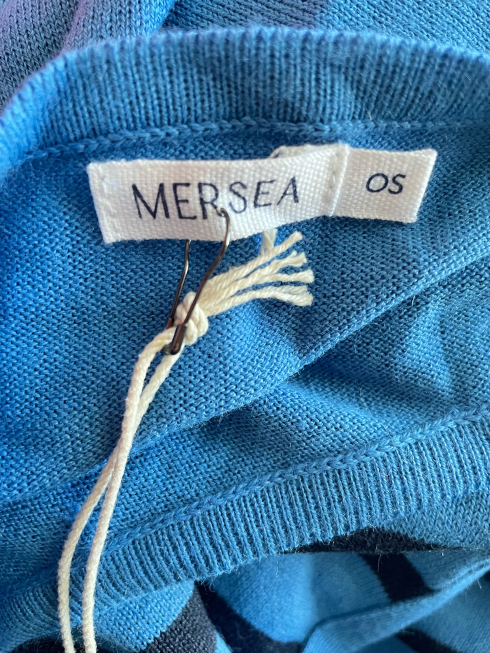 Mersea Amour Sweater Azure Blue Stripe Heart Patch One Size New - Picture 4 of 7